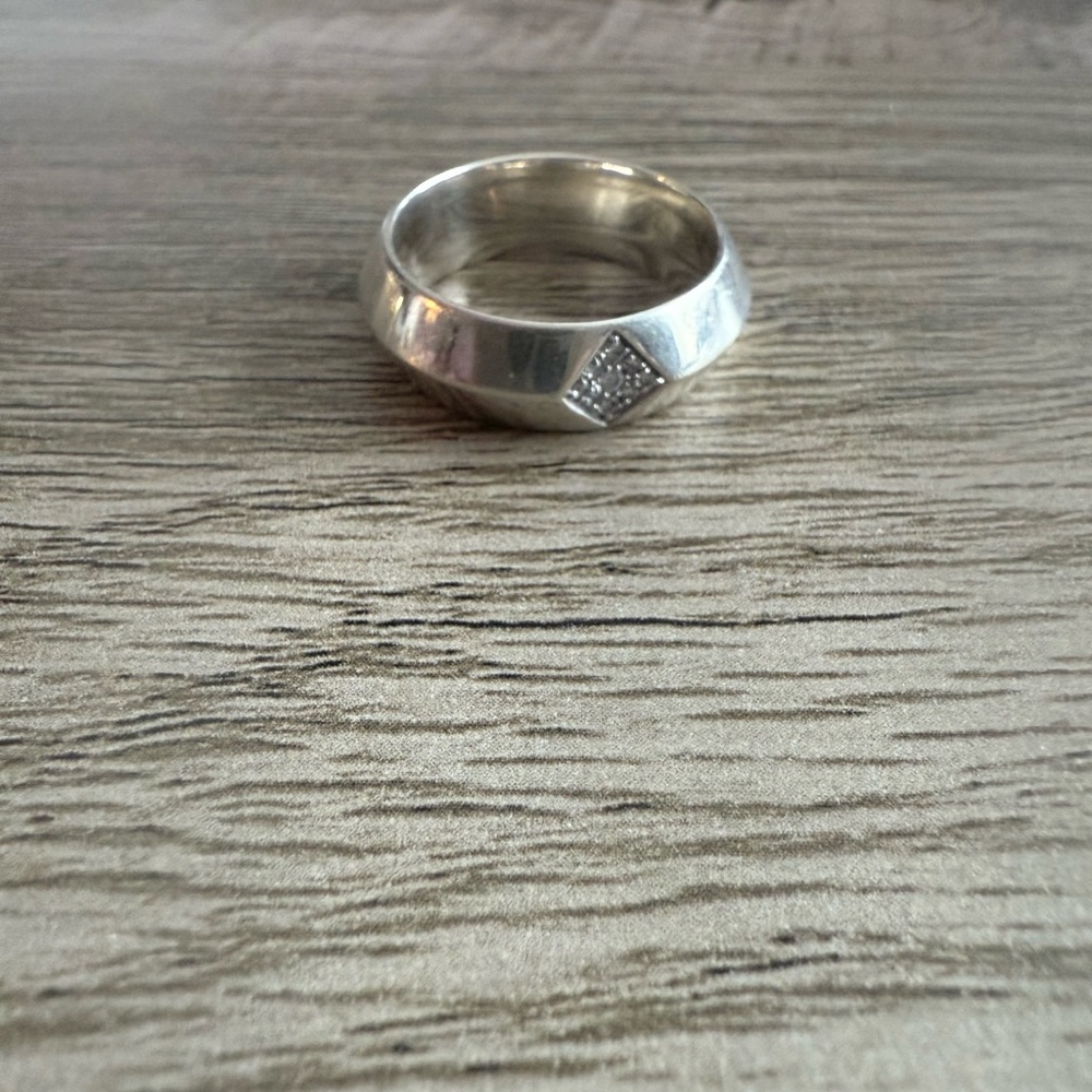 Silver Ring With Diamond Accent - image 1
